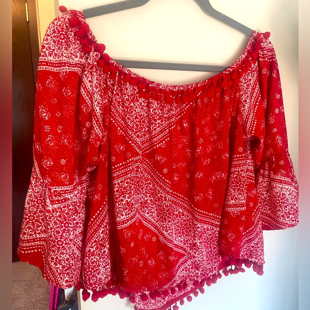 Tularosa bandana print off the shoulder top Large